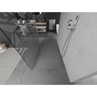 Mexen Kioto voľne stojaca sprchová zástena 130 x 200 cm, biely vzor 8 mm, chróm - 800-130-002-01-85