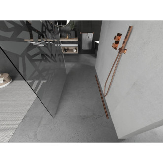 Voľne stojaca sprchová zástena Mexen Kioto 120 x 200 cm, biely vzor 8 mm, ružové zlato - 800-120-002-60-85