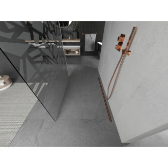 Voľne stojaca sprchová zástena Mexen Kioto 130 x 200 cm, biely vzor 8 mm, ružové zlato - 800-130-002-60-85