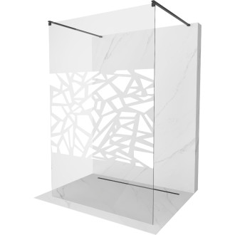 Voľne stojaca sprchová zástena Mexen Kioto 100 x 200 cm, biely vzor 8 mm, čierna - 800-100-002-70-85