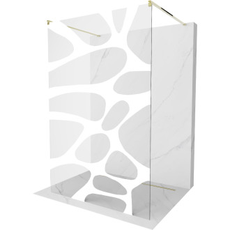 Voľne stojaca sprchová zástena Mexen Kioto 100 x 200 cm, biela vlna 8 mm, zlatá - 800-100-002-50-97