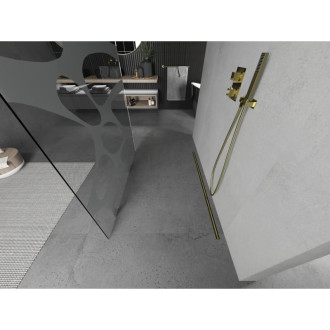 Voľne stojaca sprchová zástena Mexen Kioto 110 x 200 cm, biela vlna 8 mm, zlatá - 800-110-002-50-97