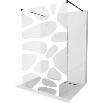 Mexen Kioto voľne stojaca sprchová zástena 100 x 200 cm, biela vlna 8 mm, čierna - 800-100-002-70-97