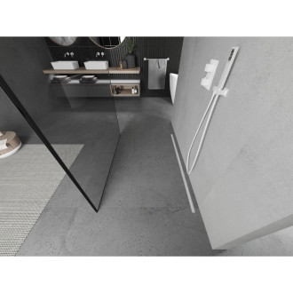 Voľne stojaca sprchová zástena Mexen Kioto 130 x 200 cm, čierny rám 8 mm, biela - 800-130-002-20-70