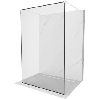 Mexen Kioto voľne stojaca sprchová zástena 140 x 200 cm, čierny rám 8 mm, biela - 800-140-002-20-70