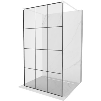 Voľne stojaca sprchová zástena Mexen Kioto 100 x 200 cm, čierna mriežka 8 mm, biela - 800-100-002-20-77
