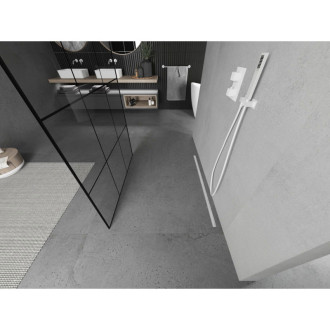 Voľne stojaca sprchová zástena Mexen Kioto 100 x 200 cm, čierna mriežka 8 mm, biela - 800-100-002-20-77