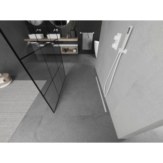 Voľne stojaca sprchová zástena Mexen Kioto 120 x 200 cm, čierna mriežka 8 mm, biela - 800-120-002-20-77