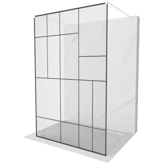 Voľne stojaca sprchová zástena Mexen Kioto 100 x 200 cm, čierny vzor 8 mm, biela - 800-100-002-20-78