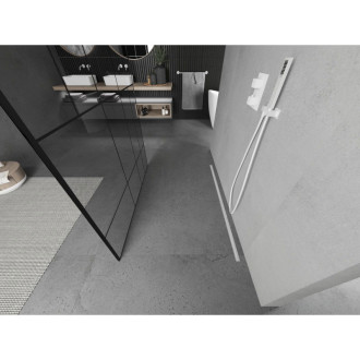 Voľne stojaca sprchová zástena Mexen Kioto 100 x 200 cm, čierny vzor 8 mm, biela - 800-100-002-20-78