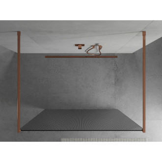 Voľne stojaca sprchová zástena Mexen Kioto 110 x 200 cm, 8mm pruhy, ružové zlato - 800-110-002-60-09