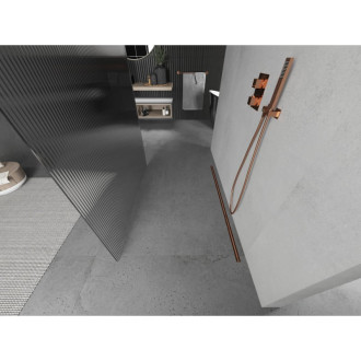 Voľne stojaca sprchová zástena Mexen Kioto 120 x 200 cm, 8mm pruhy, ružové zlato - 800-120-002-60-09