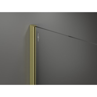 Mexen Kioto+ Sprchová zástena s poličkou 80 x 200 cm, biely vzor, kartáčované zlato - 800-080-121-55-85