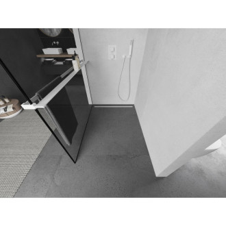 Mexen Kioto+ Sprchová zástena s policou 70 x 200 cm, čierny rám, biela - 800-070-121-20-70