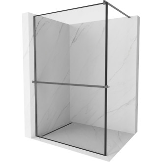 Mexen Kioto+ Sprchová zástena s policou 80 x 200 cm, čierny rám, strieborná - 800-080-121-95-70