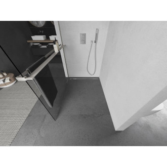 Mexen Kioto+ Sprchová zástena s poličkou 135 x 200 cm, priehľadná, kartáčovaný nikel - 800-135-121-97-00