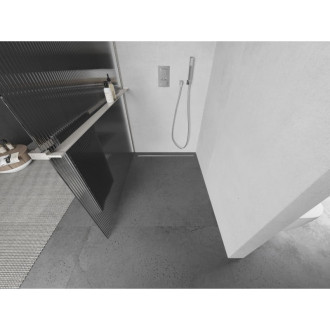 Mexen Kioto+ Sprchová zástena s poličkou 70 x 200 cm, pruhy, kartáčovaný nikel - 800-070-121-97-09