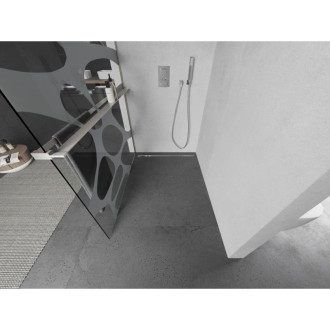 Mexen Kioto+ Sprchová zástena s poličkou 130 x 200 cm, biela vlna, kartáčovaný nikel - 800-130-121-97-97