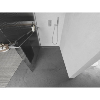 Mexen Kioto+ L sprchová zástena s poličkou 80 x 200 cm, pruhy, chróm - 800-080-123-01-09