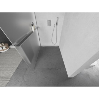 Mexen Kioto+ L Sprchová zástena s poličkou 90 x 200 cm, matná, chróm - 800-090-123-01-30