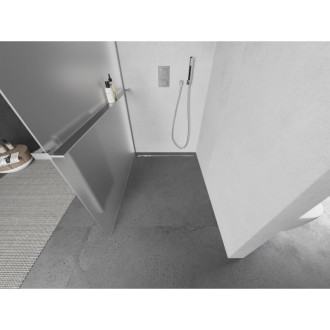 Mexen Kioto+ L Sprchová zástena s policou 100 x 200 cm, matná, chróm - 800-100-123-01-30