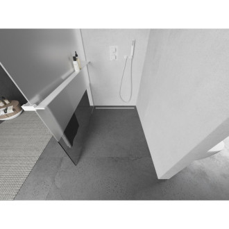 Mexen Kioto+ L Sprchová zástena s policou 100 x 200 cm, priehľadná/mrazivá, biela - 800-100-123-20-35