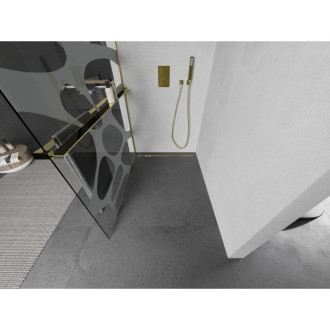 Mexen Kioto+ L sprchová zástena s poličkou 70 x 200 cm, biela vlna, zlatá - 800-070-123-50-97