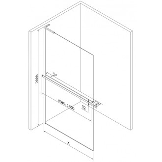 Mexen Kioto+ L Sprchová zástena s policou 70 x 200 cm, priehľadná/mrazivá, kartáčovaná pištoľovo sivá - 800-070-123-66-35