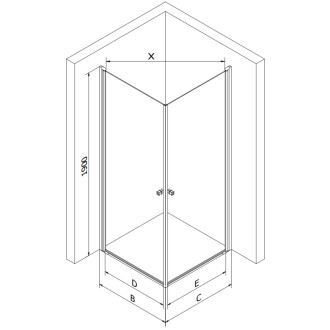 Mexen Pretoria Duo výklopný sprchový kout 80 x 70 cm, průhledný, chrom + plochá sprchová vanička - 852-080-070-01-02-4010