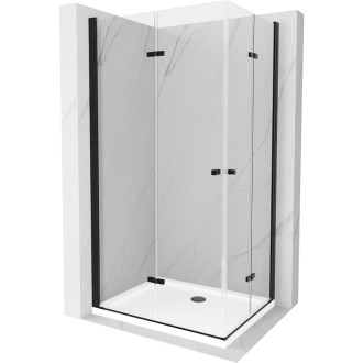 Sprchovací kút Mexen Lima Duo skladací 100 x 90 cm, priehľadný, čierny + plochá sprchová vanička - 856-100-090-70-02-4010B