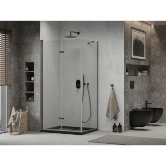 Skládací sprchový kout Mexen Lima 80 x 100 cm, průhledný, černý + Plochá sprchová vanička, černá - 856-080-100-70-00-4070B