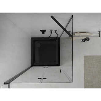 Skládací sprchový kout Mexen Lima 90 x 90 cm, průhledný, černý + Plochá sprchová vanička, černá - 856-090-090-70-00-4070B