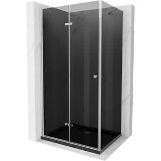 Skladací sprchovací kút Mexen Lima 90 x 120 cm, grafit, chróm + plochá sprchová vanička, čierna - 856-090-120-01-40-4070