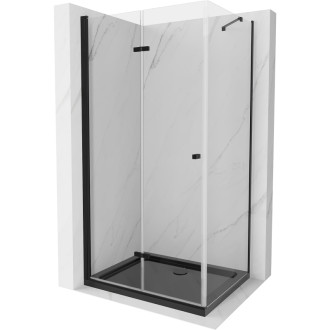 Skladací sprchovací kút Mexen Lima 90 x 120 cm, priehľadný, čierny + Plochá sprchová vanička, čierna - 856-090-120-70-00-4070B