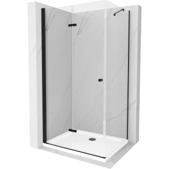 Sprchovací kút Mexen Lima skladací 120 x 70 cm, priehľadný, čierny + plochá sprchová vanička, biela - 856-120-070-70-00-4010B