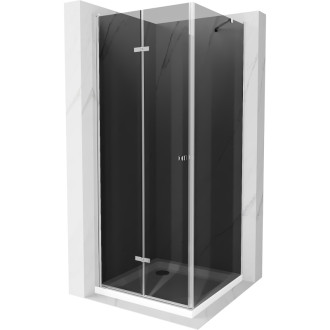 Sprchovací kút Mexen Lima skladací 70 x 70 cm, grafit, chróm + plochá sprchová vanička, biela - 856-070-070-01-40-4010