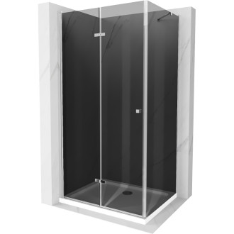 Skladací sprchovací kút Mexen Lima 80 x 100 cm, grafit, chróm + plochá sprchová vanička, biela - 856-080-100-01-40-4010