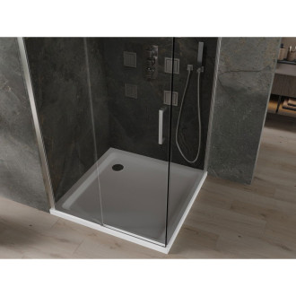 Mexen Omega posuvný sprchový kout 100 x 100 cm, grafit, chrom + plochá sprchová vanička, bílá - 825-100-100-01-40-4010