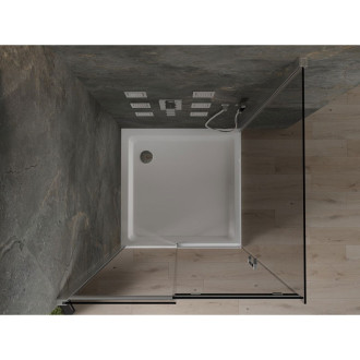 Mexen Omega posuvný sprchový kout 100 x 100 cm, grafit, chrom + plochá sprchová vanička, bílá - 825-100-100-01-40-4010