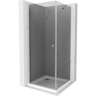 Mexen Pretoria výklopný sprchovací kút 100 x 100 cm, grafit, chróm + plochá sprchová vanička - 852-100-100-01-40-4010