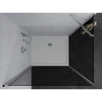 Mexen Pretoria výklopný sprchový kout 100 x 120 cm, grafit, chrom + plochá sprchová vanička - 852-100-120-01-40-4010