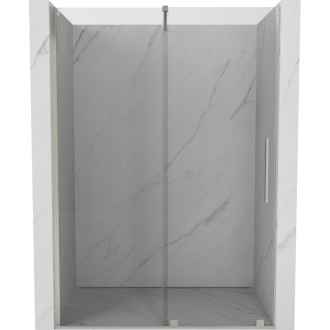 Posuvné sprchové dvere Mexen Velar 160 cm, priehľadné, kartáčovaný nikel - 871-160-000-01-97