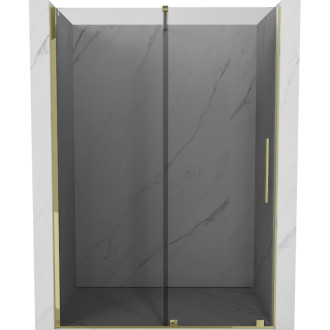 Posuvné sprchové dvere Mexen Velar 140 cm, grafit, zlato - 871-140-000-41-50
