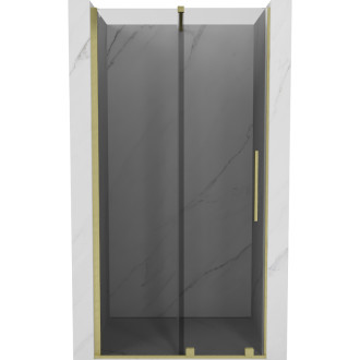 Posuvné sprchové dvere Mexen Velar 90 cm, grafit, kartáčované zlato - 871-090-000-41-55