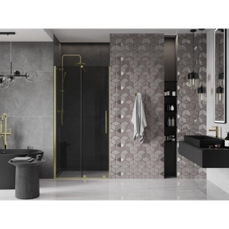 Posuvné sprchové dveře Mexen Velar 110 cm, grafit, kartáčované zlato - 871-110-000-41-55