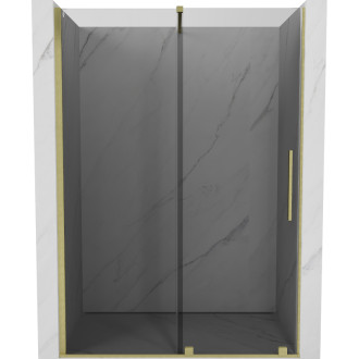Posuvné sprchové dvere Mexen Velar 160 cm, grafit, kartáčované zlato - 871-160-000-41-55