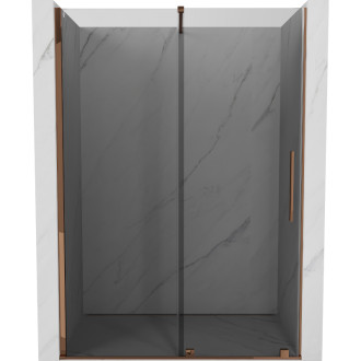 Posuvné sprchové dvere Mexen Velar 140 cm, grafit, ružové zlato - 871-140-000-41-60