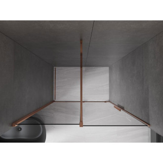 Posuvné sprchové dveře Mexen Velar 140 cm, grafit, růžové zlato - 871-140-000-41-60