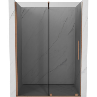 Posuvné sprchové dvere Mexen Velar 130 cm, grafit, kartáčovaná meď - 871-130-000-41-65