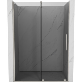 Posuvné sprchové dvere Mexen Velar 160 cm, grafit, kartáčovaný nikel - 871-160-000-41-97